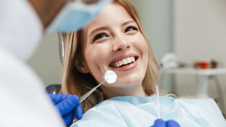 A woman getting a dental checkup